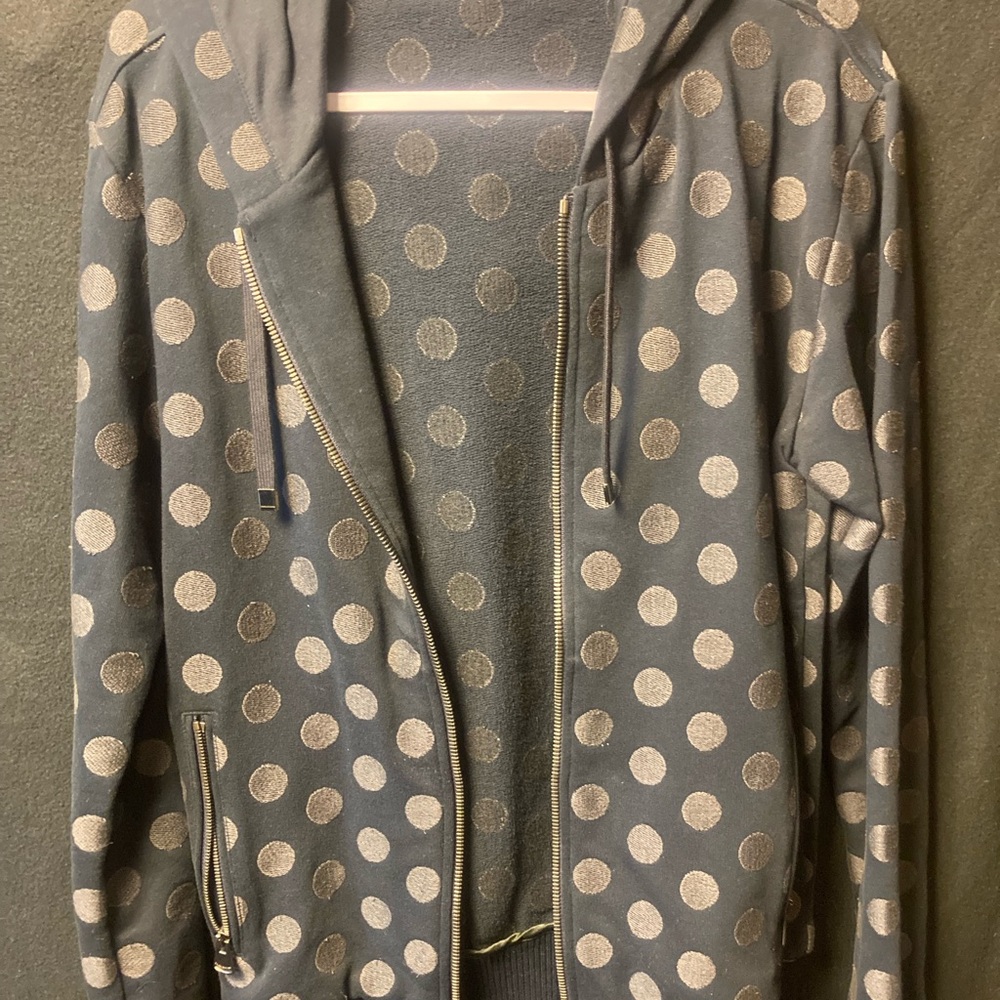 Dolce & Gabbana Blue and Gray Polka Dot Zip Up Hoodie Size 46